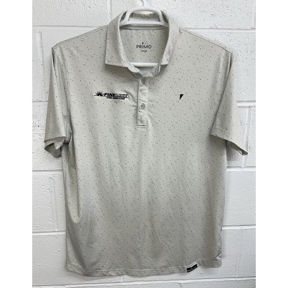 Primo Golf Shirt Mens Large Gray Polo Stretch Performance Short Sleeve LOGO